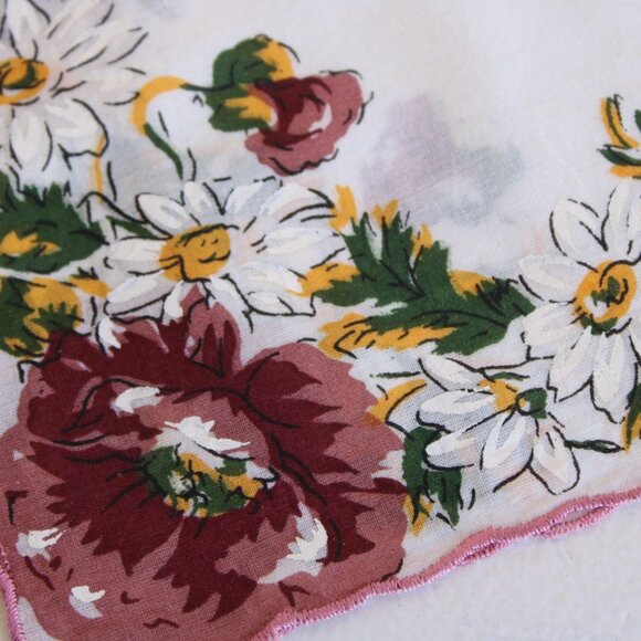 Vintage Handkerchief, Brown, Yellow and White Flower Print Cotton Hanky - Picture 4 of 10